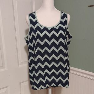 Pink Rose Large Zigzag Tank Top Peephole Button Back